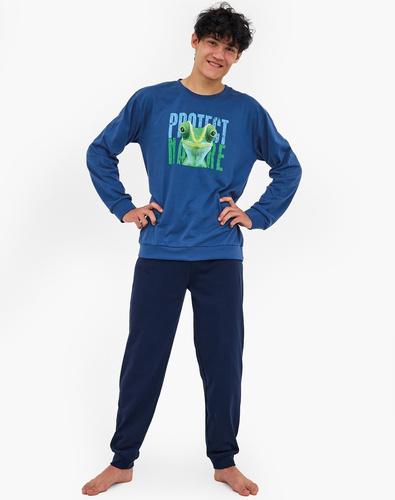 999/55 Младежка пижама Protect Cornette тъмносиня – памук, дълги ръкави, удобна и стилна